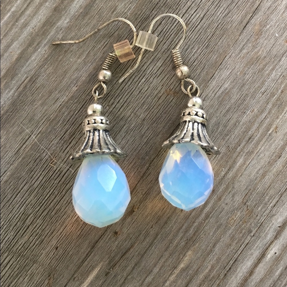 Silver and opalite earrings